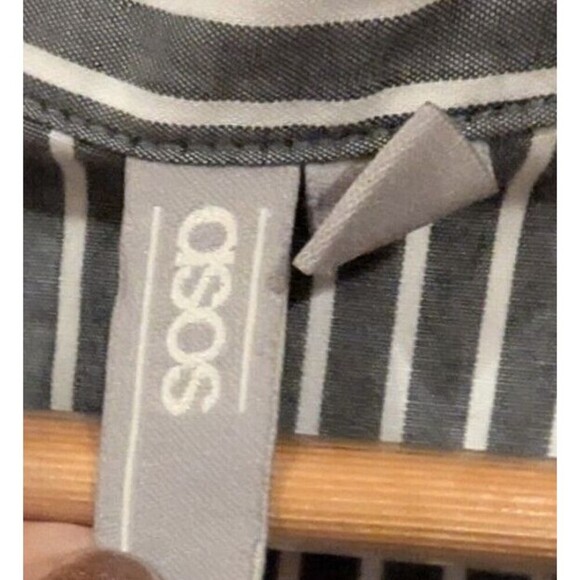 Asos Poplin Grey and White Striped Swing Shirt Dress Sz 12 Preppy Soft Girl - Picture 3 of 8